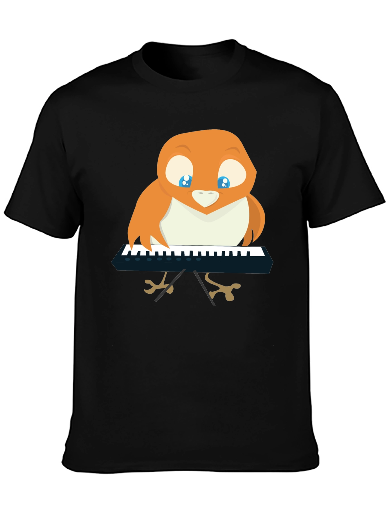 Bird Playing Piano T-Shirt - Black Unique Design