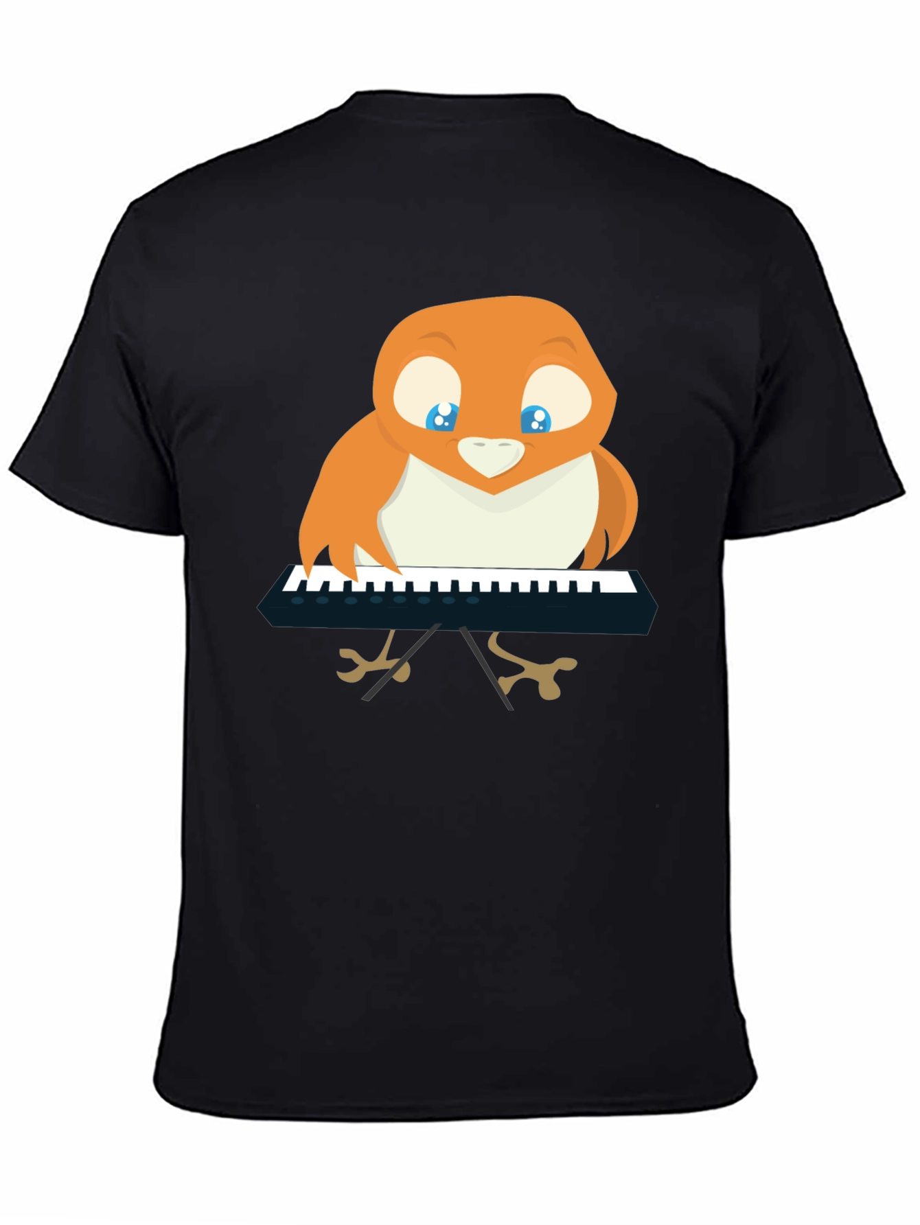 Bird Playing Piano T-Shirt - Black Unique Design
