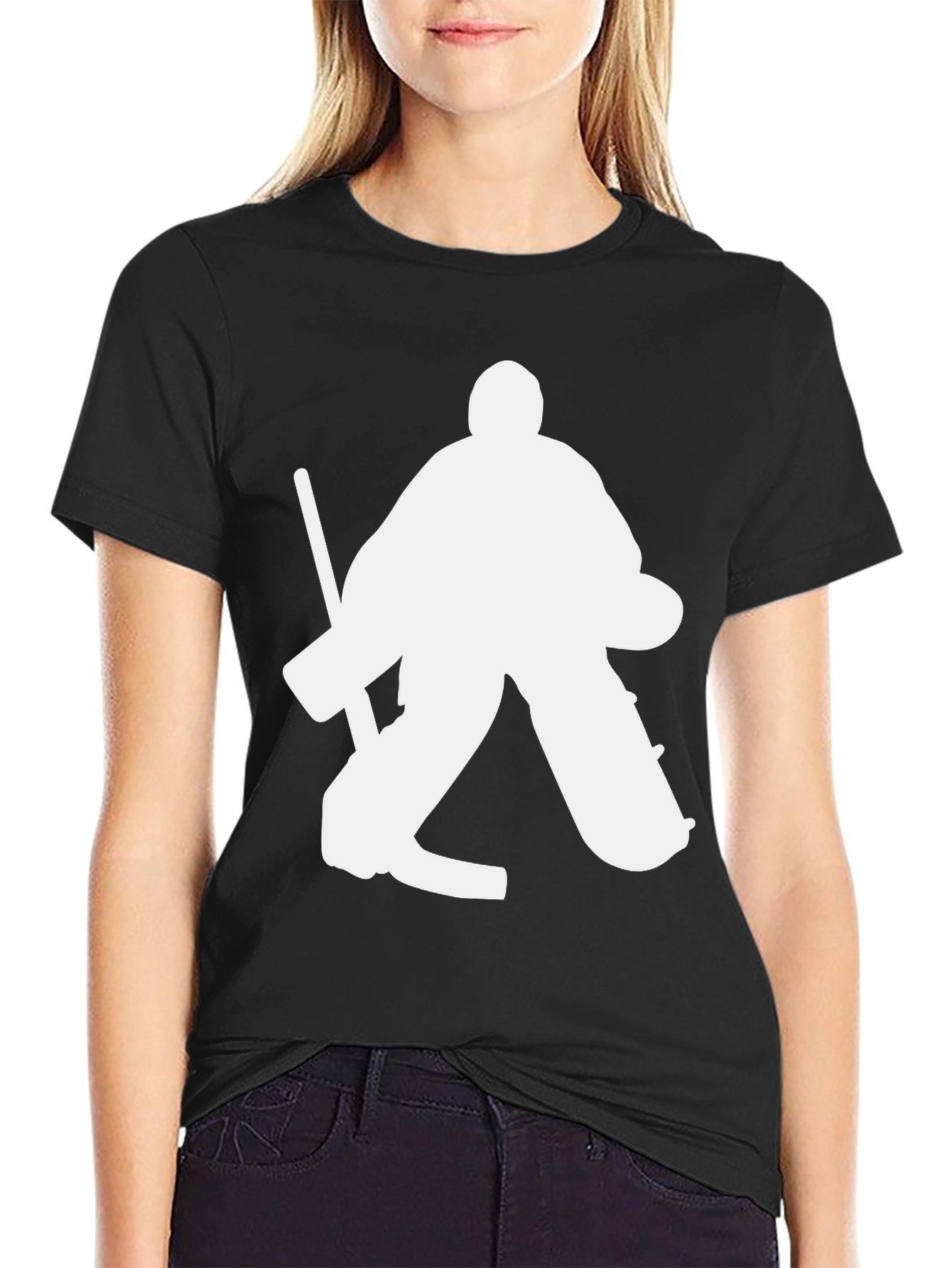Hockey Goalie Silhouette Black T-Shirt
