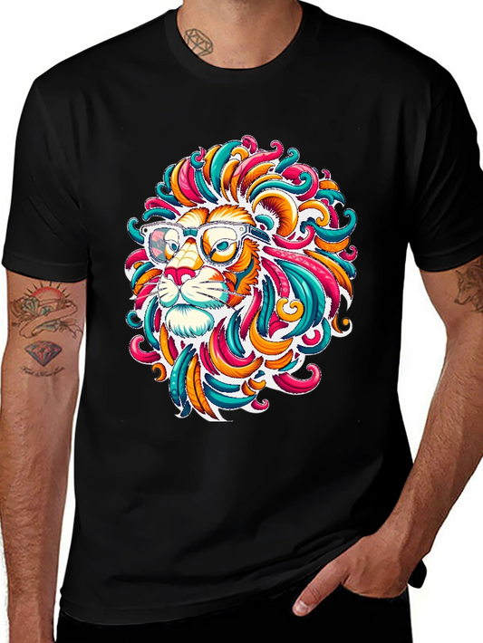 Funky Lion Graphic T-Shirt - Mens Black Tee