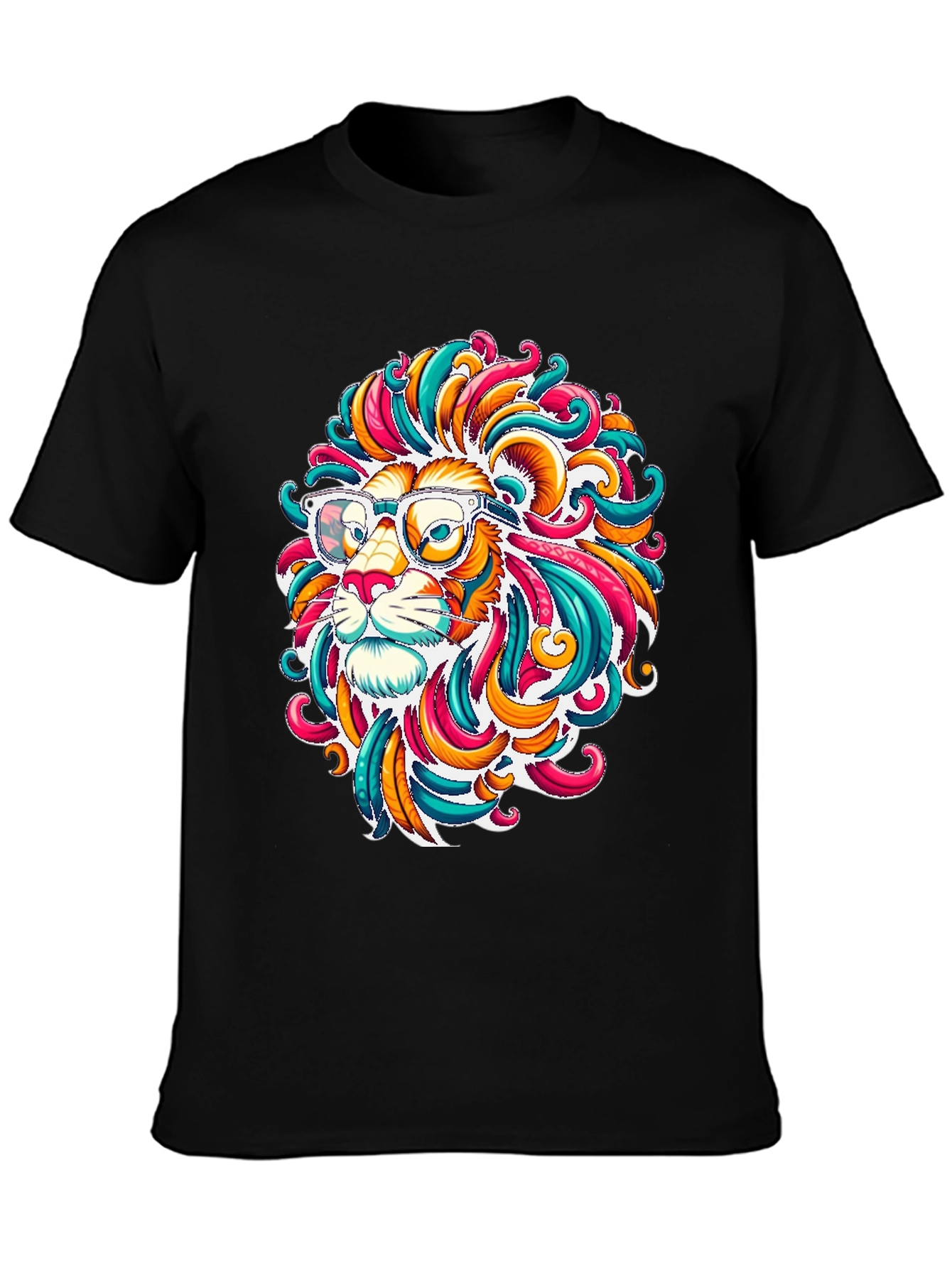 Funky Lion Graphic T-Shirt - Mens Black Tee