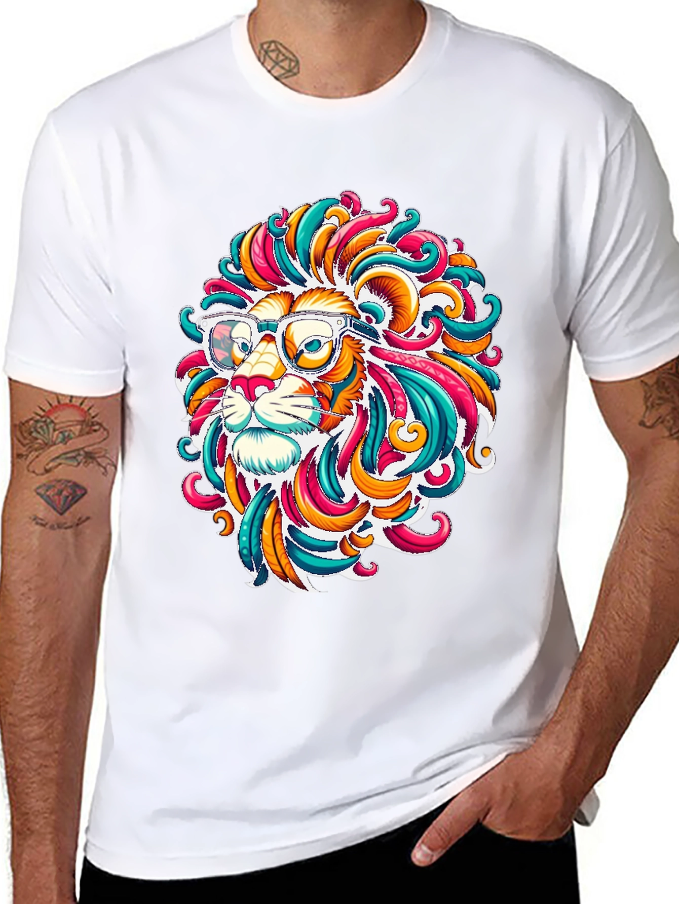 Funky Lion Graphic T-Shirt - Mens Black Tee