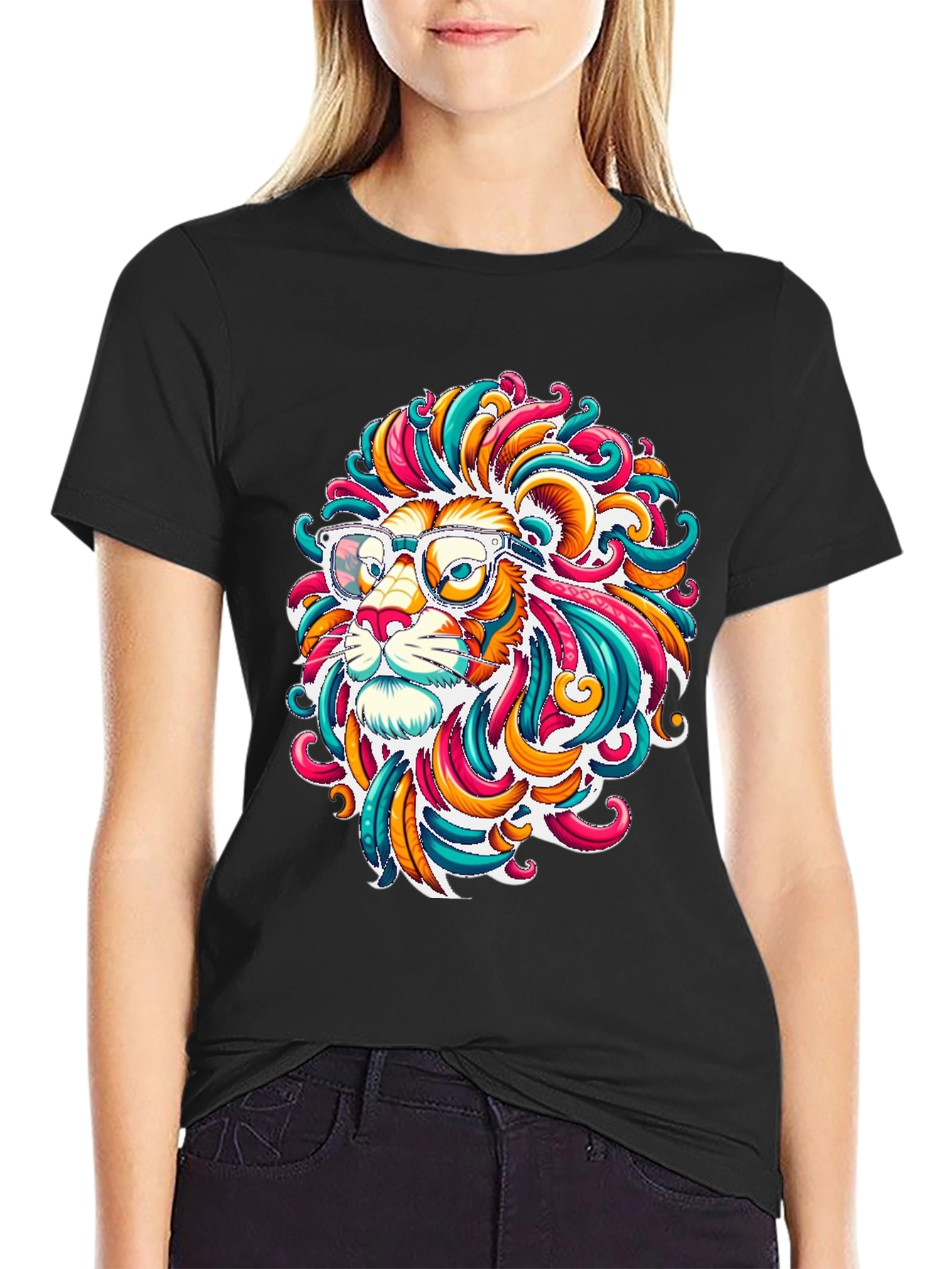 Funky Lion Graphic T-Shirt - Mens Black Tee