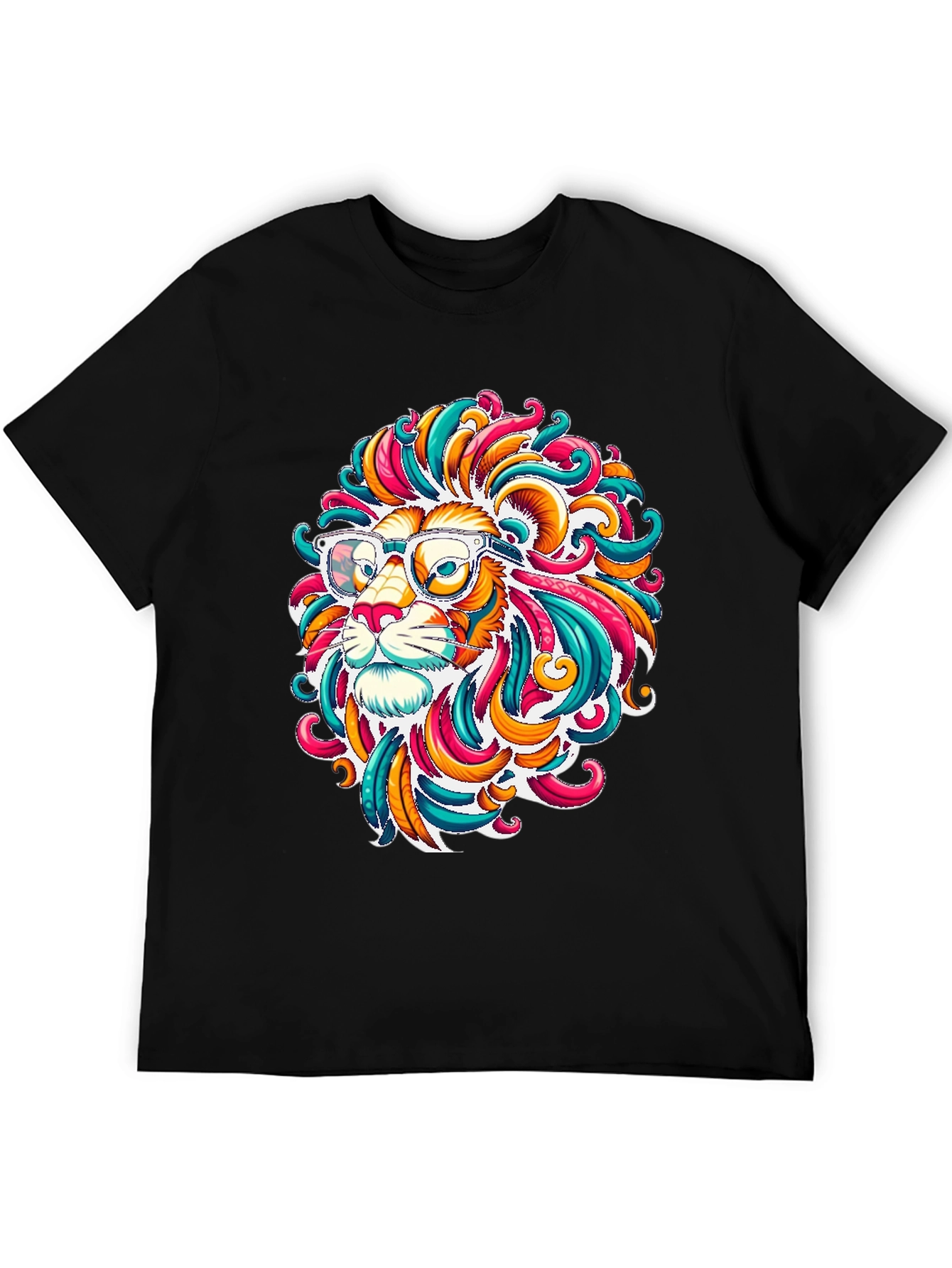 Funky Lion Graphic T-Shirt - Mens Black Tee