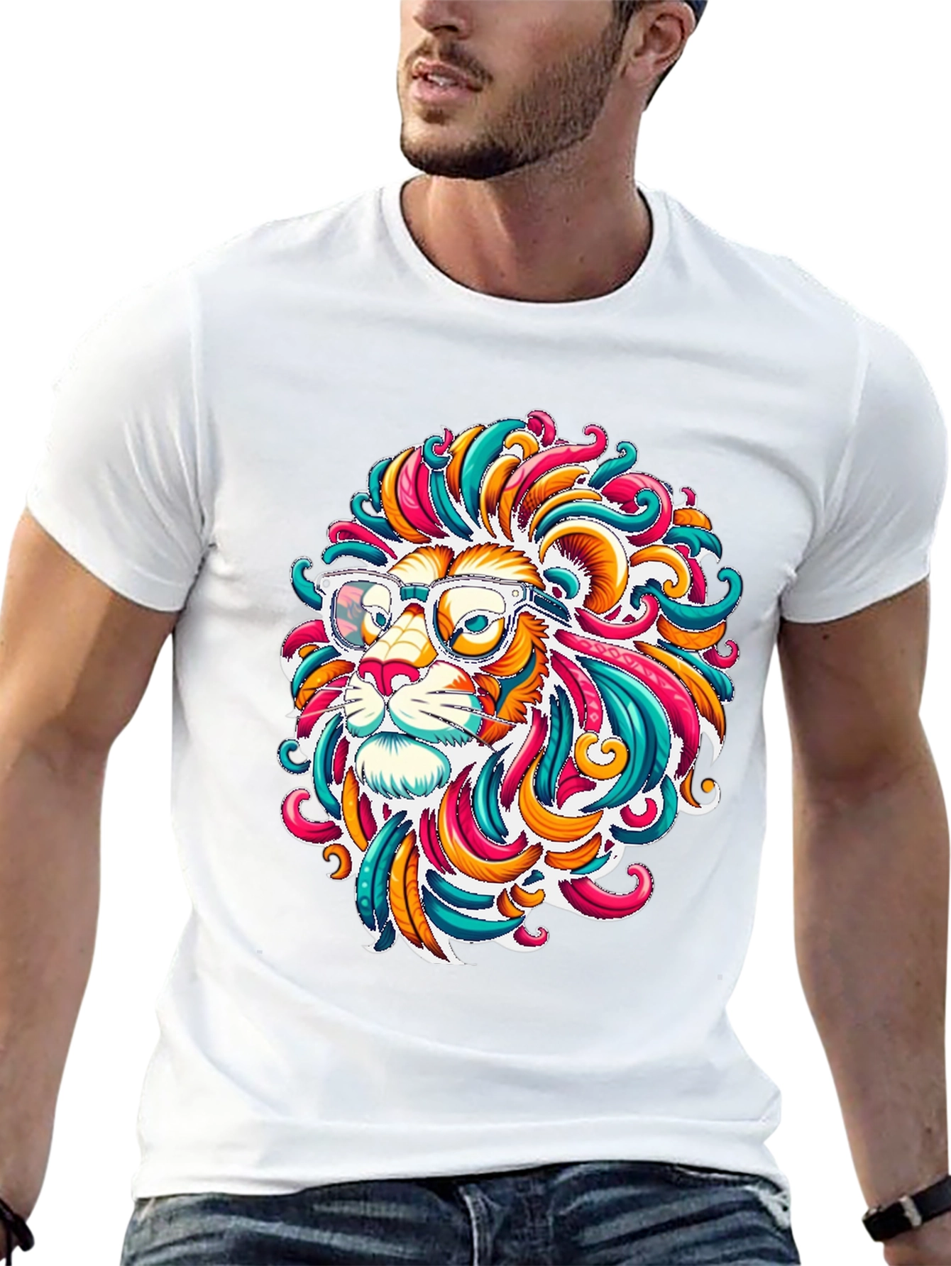 Funky Lion Graphic T-Shirt - Mens Black Tee