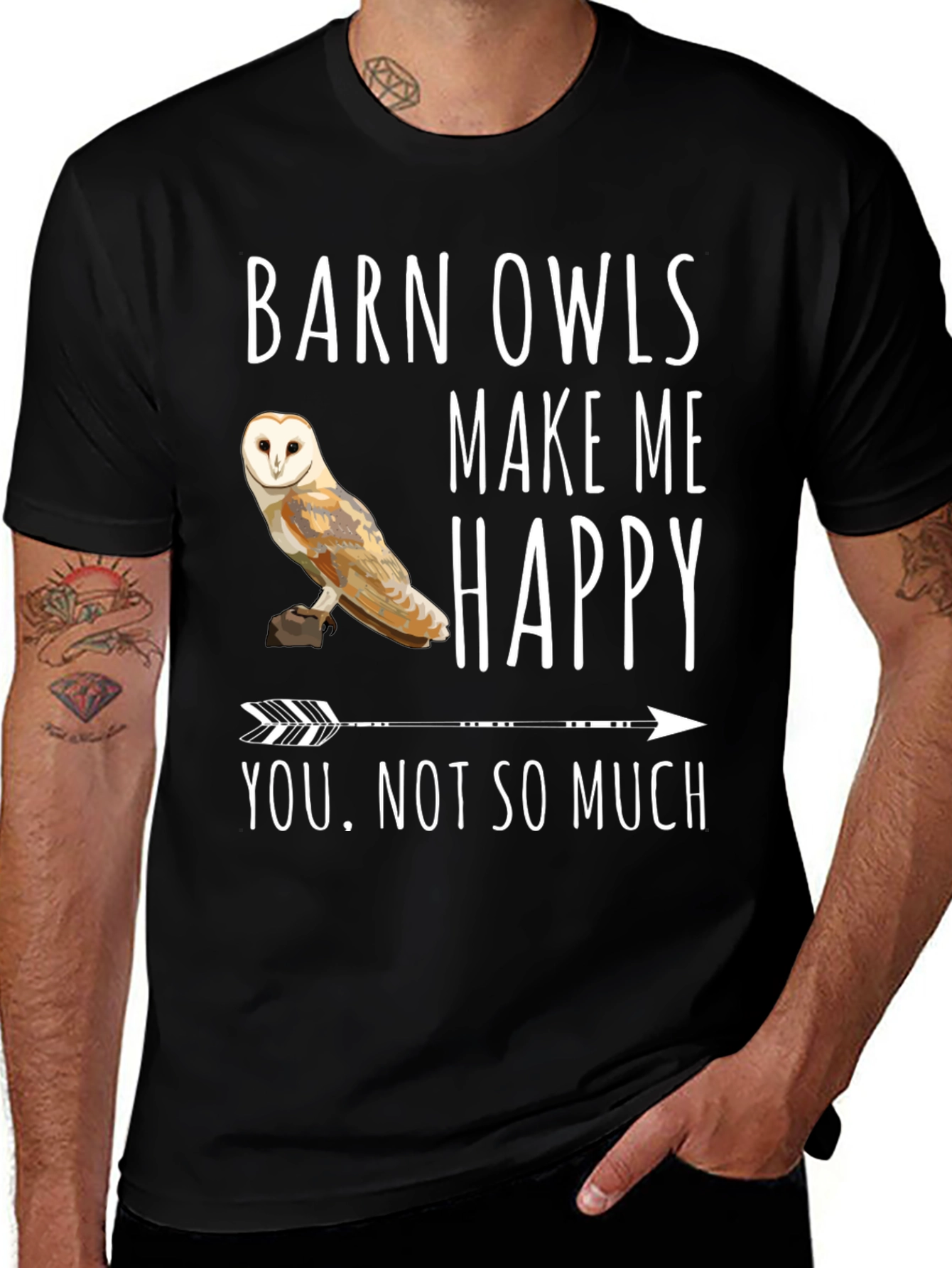Barn Owl T-Shirt - Owls Make Me Happy Tee