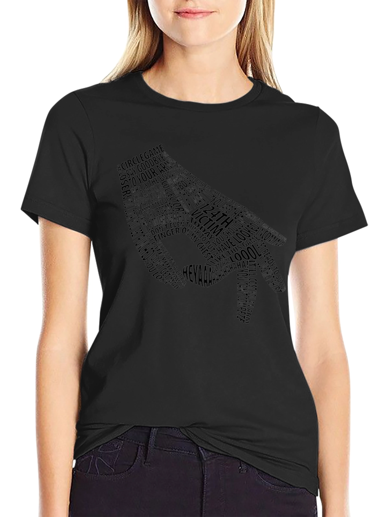 Circle Game Typography Black T-Shirt