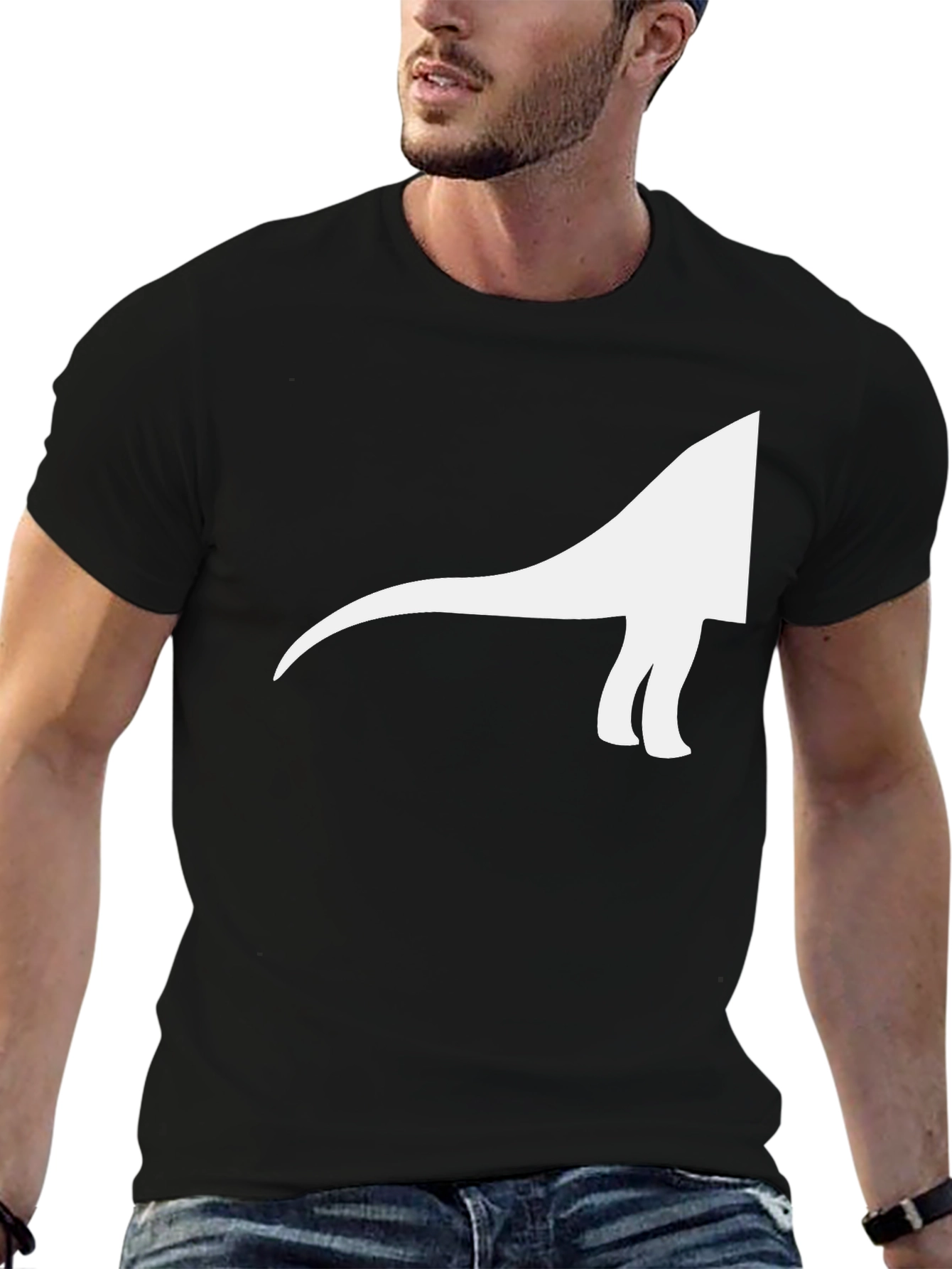 Dino Silhouette Graphic Tee - Casual Cool Black T-Shirt