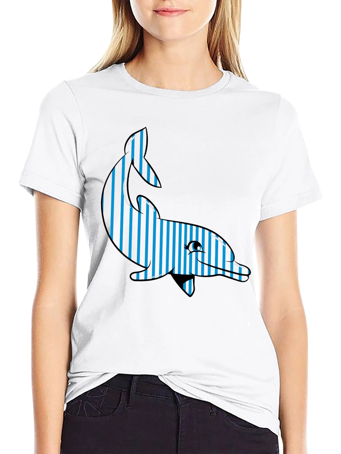 Striped Dolphin Graphic Tee