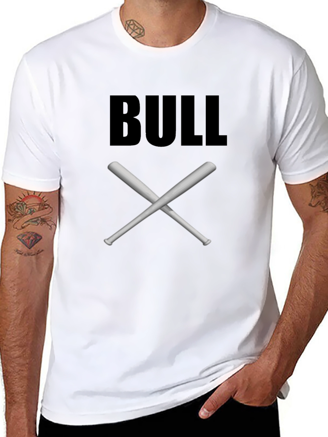 Bull Baseball Bats Black Graphic Tee