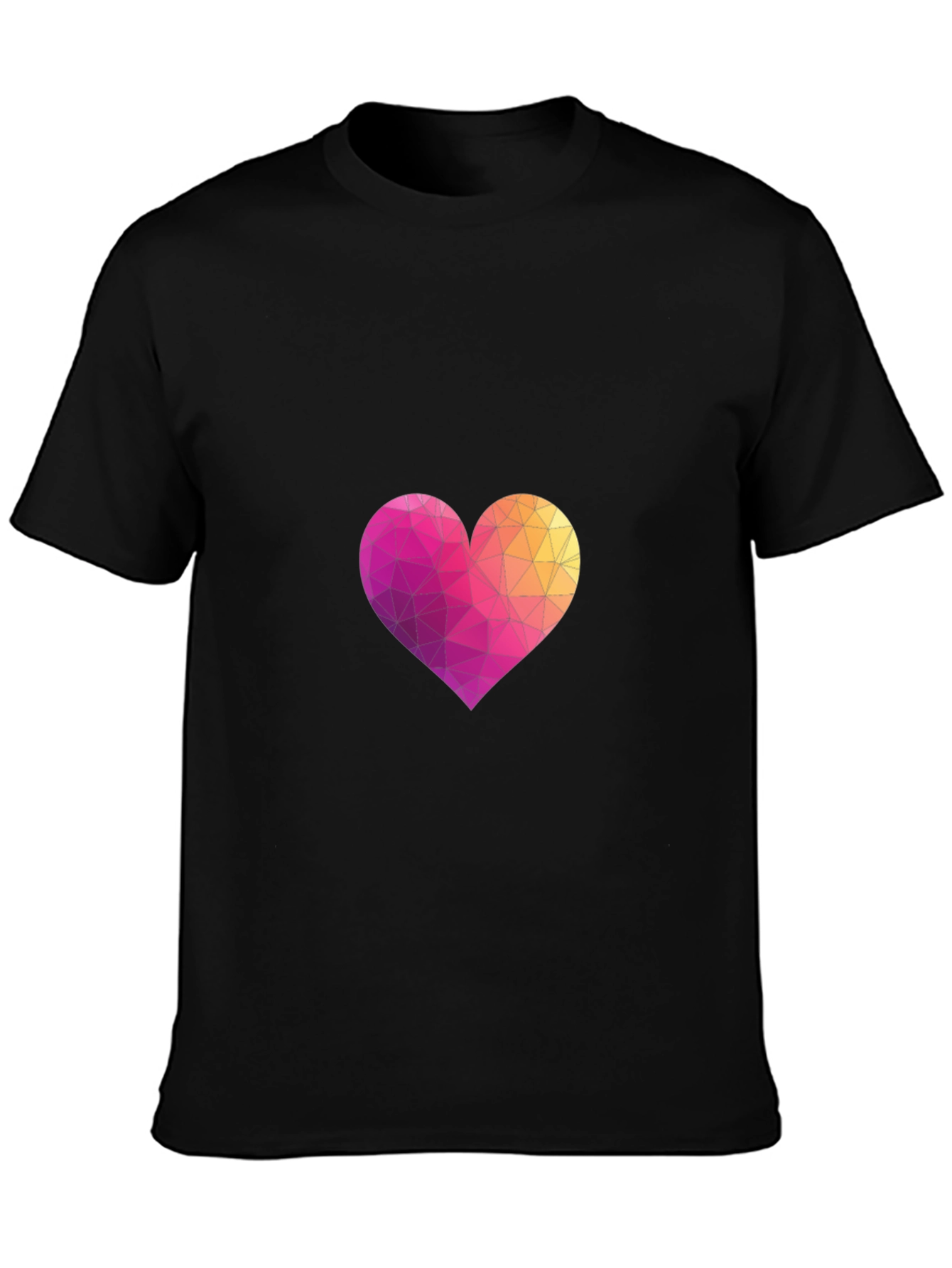 Geometric Heart Graphic Black T-Shirt