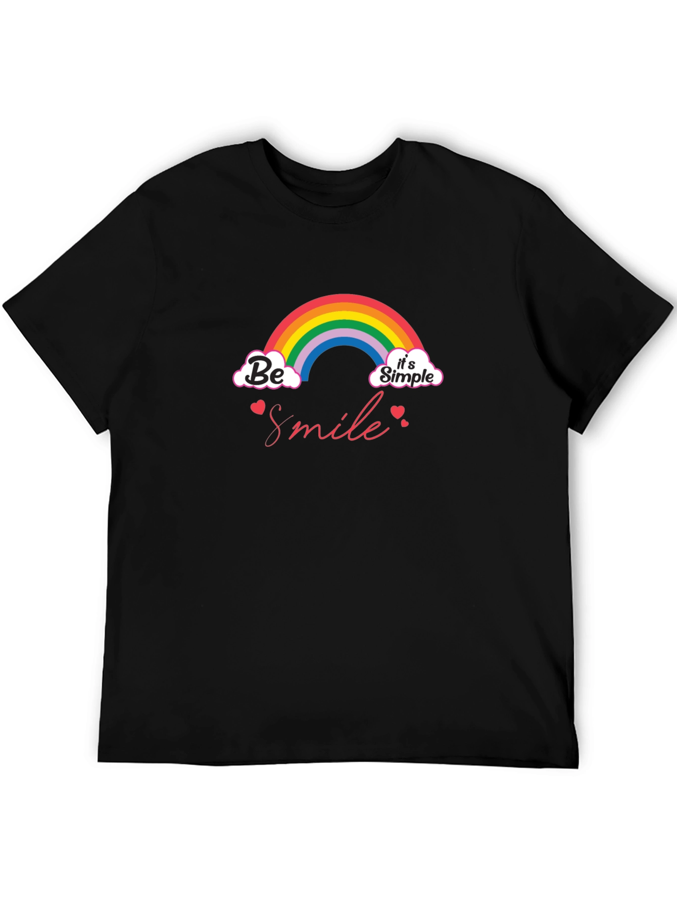 Be Smile Rainbow Graphic T-Shirt - Black