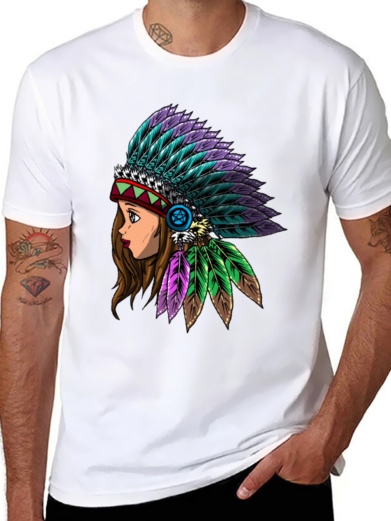 Native American Headdress Graphic T-Shirt