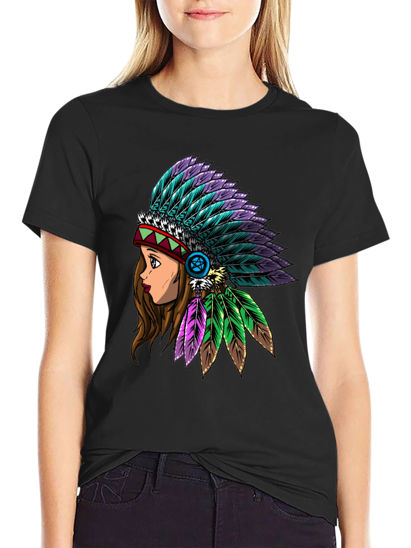 Native American Headdress Graphic T-Shirt