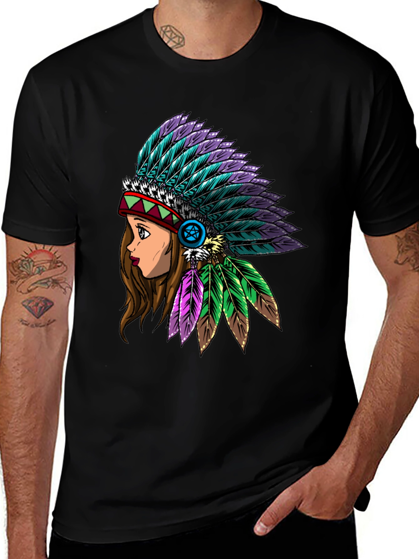 Native American Headdress Graphic T-Shirt