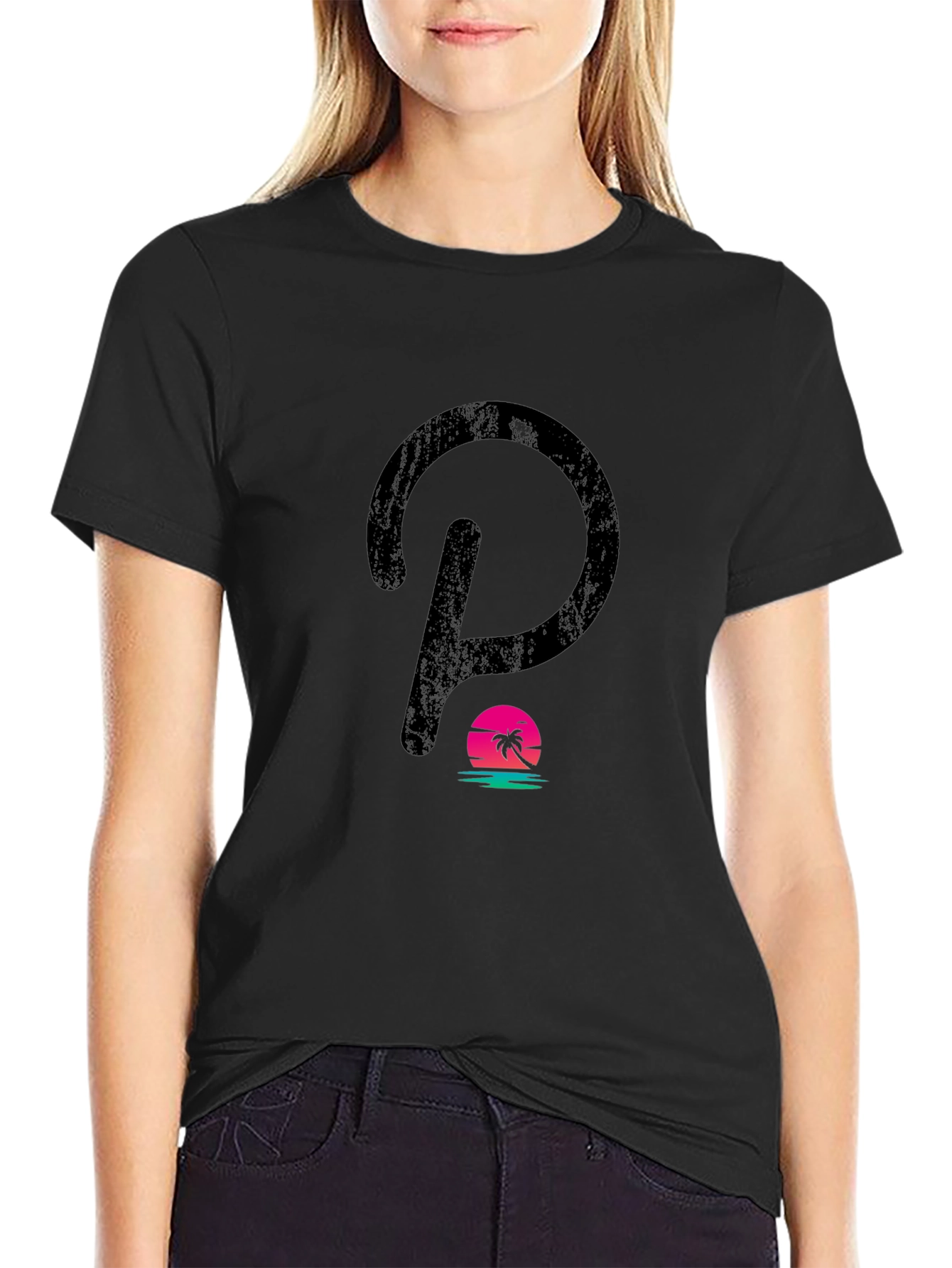 Sunset Palm Graphic Tee - Black