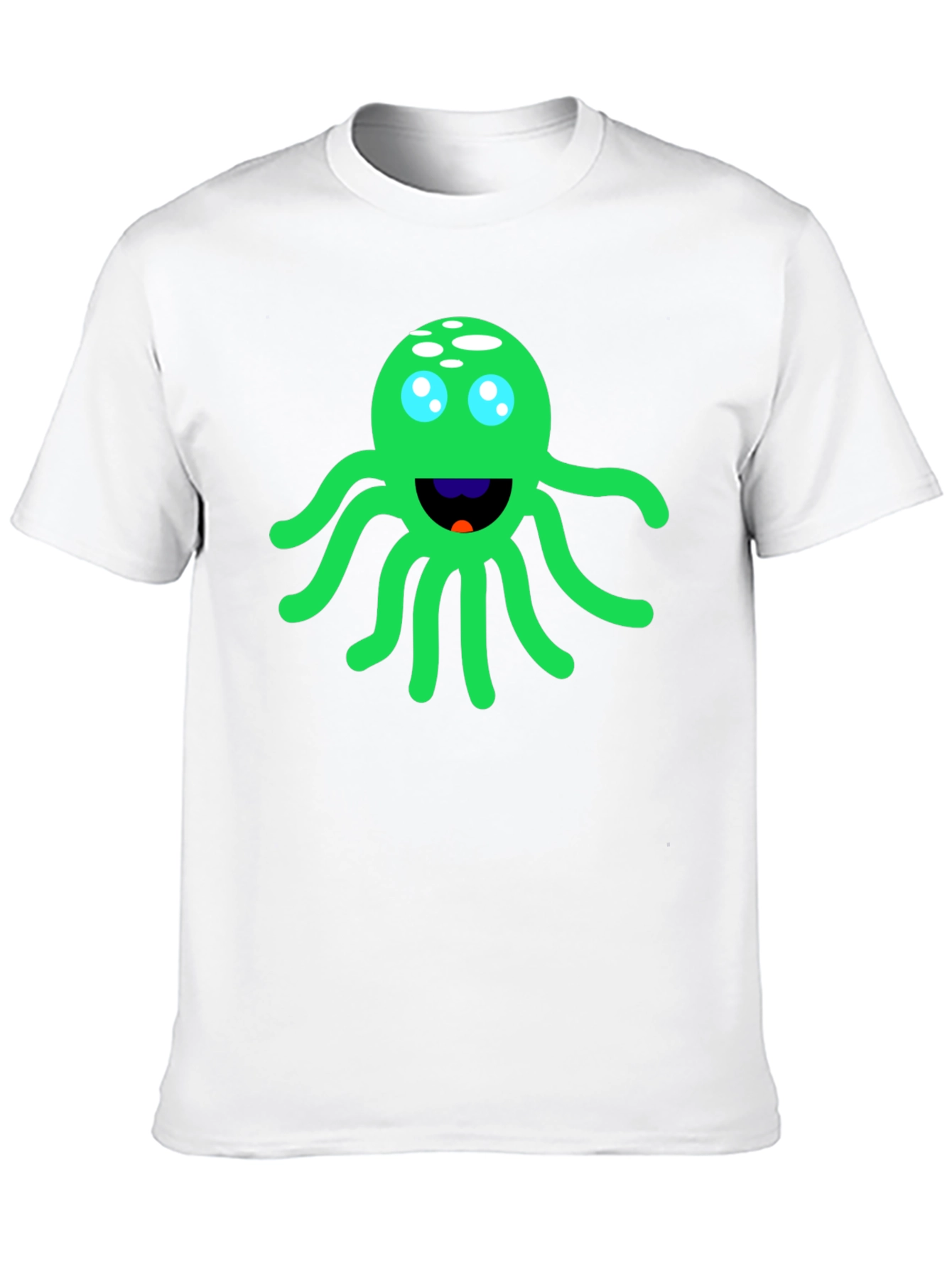 Funny Green Octopus Graphic Tee - Black Cotton T-Shirt