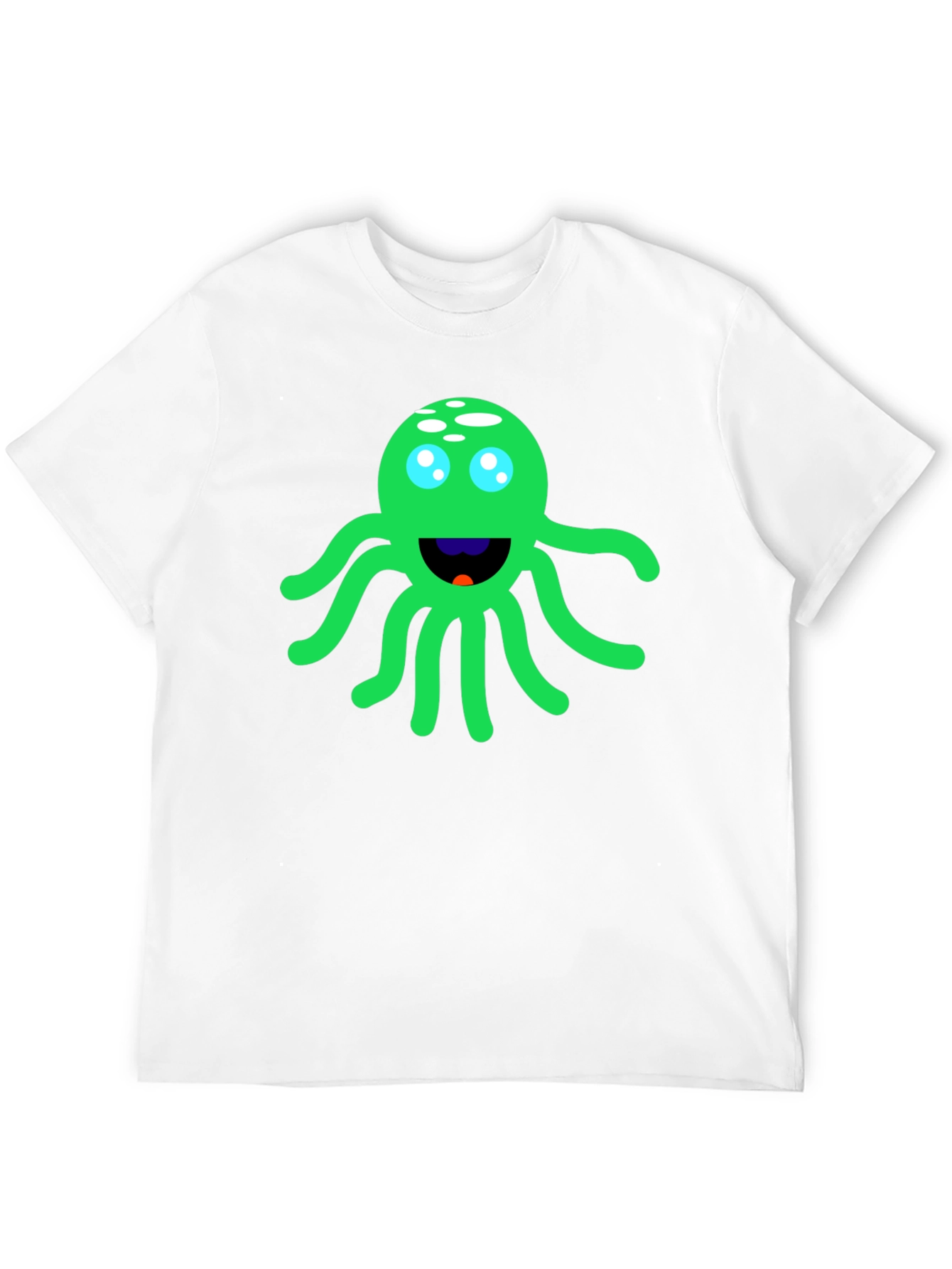 Funny Green Octopus Graphic Tee - Black Cotton T-Shirt