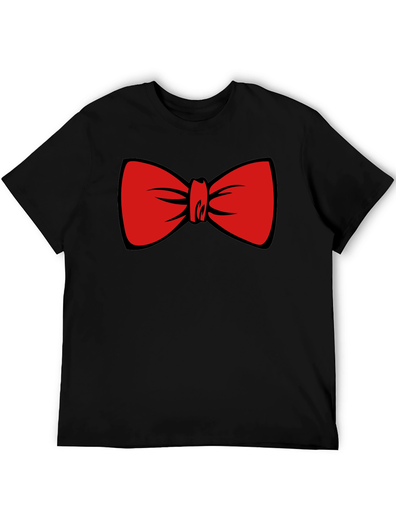 Red Bowtie Graphic Black T-Shirt