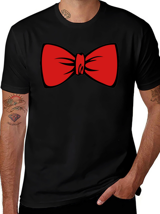 Red Bowtie Graphic Black T-Shirt