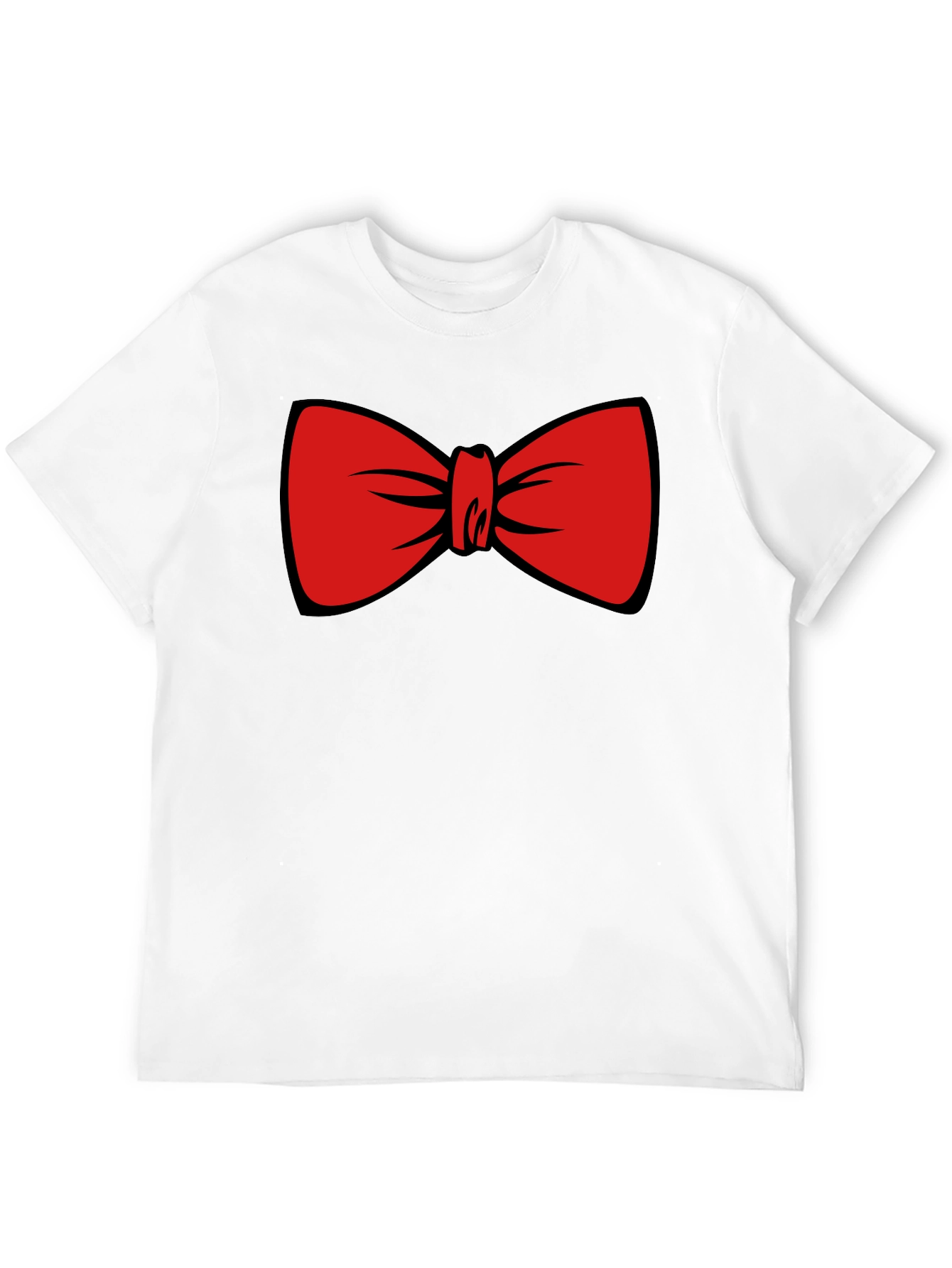 Red Bowtie Graphic Black T-Shirt