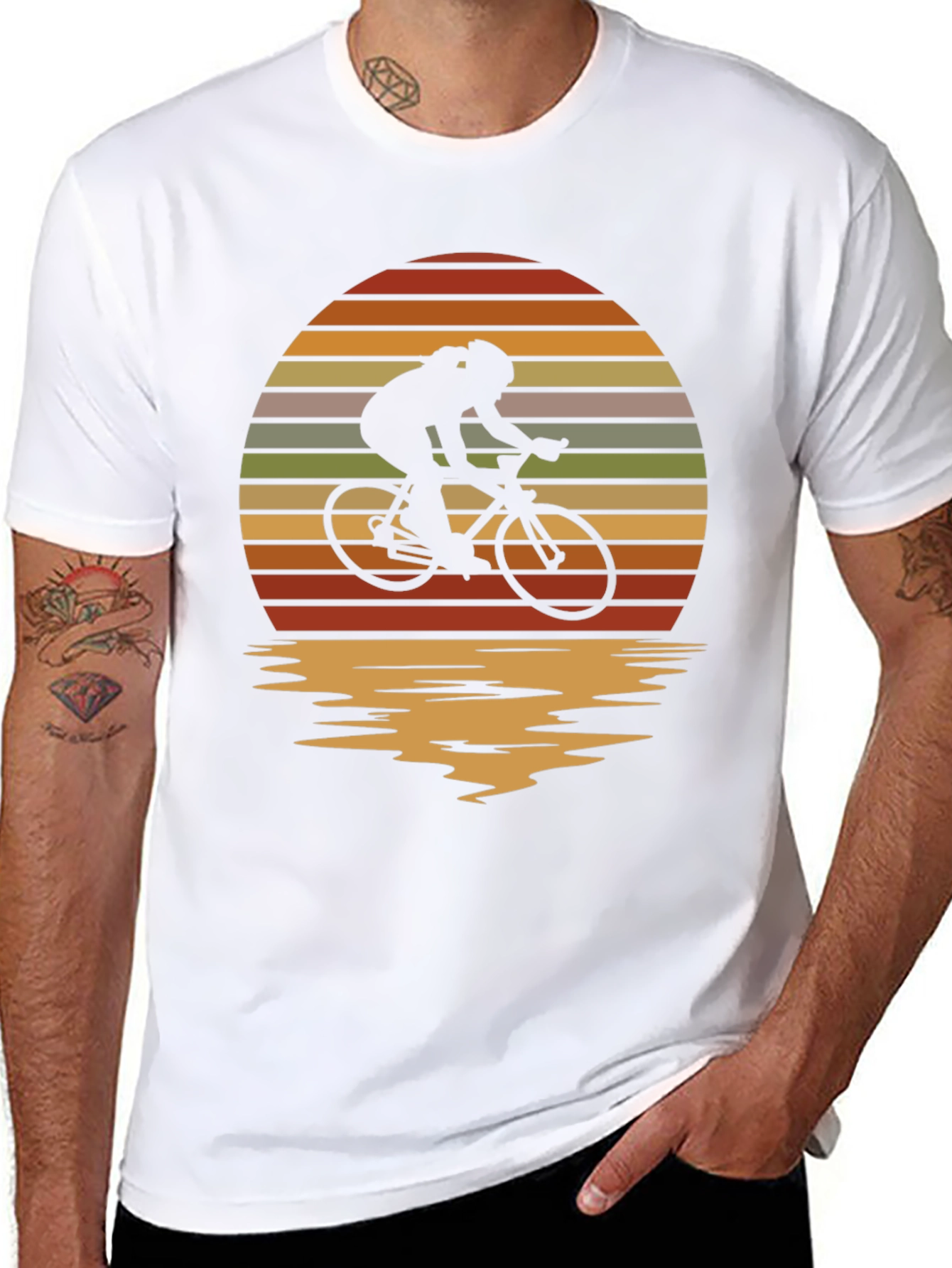 Retro Cyclist Sunset Graphic T-Shirt