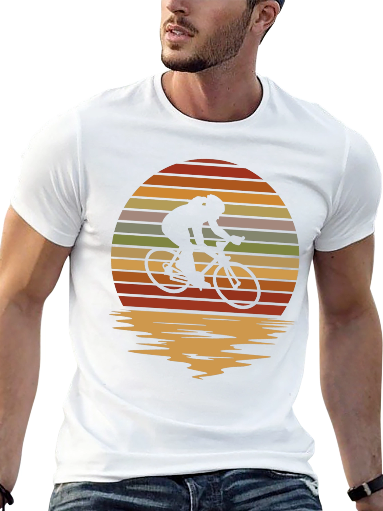 Retro Cyclist Sunset Graphic T-Shirt