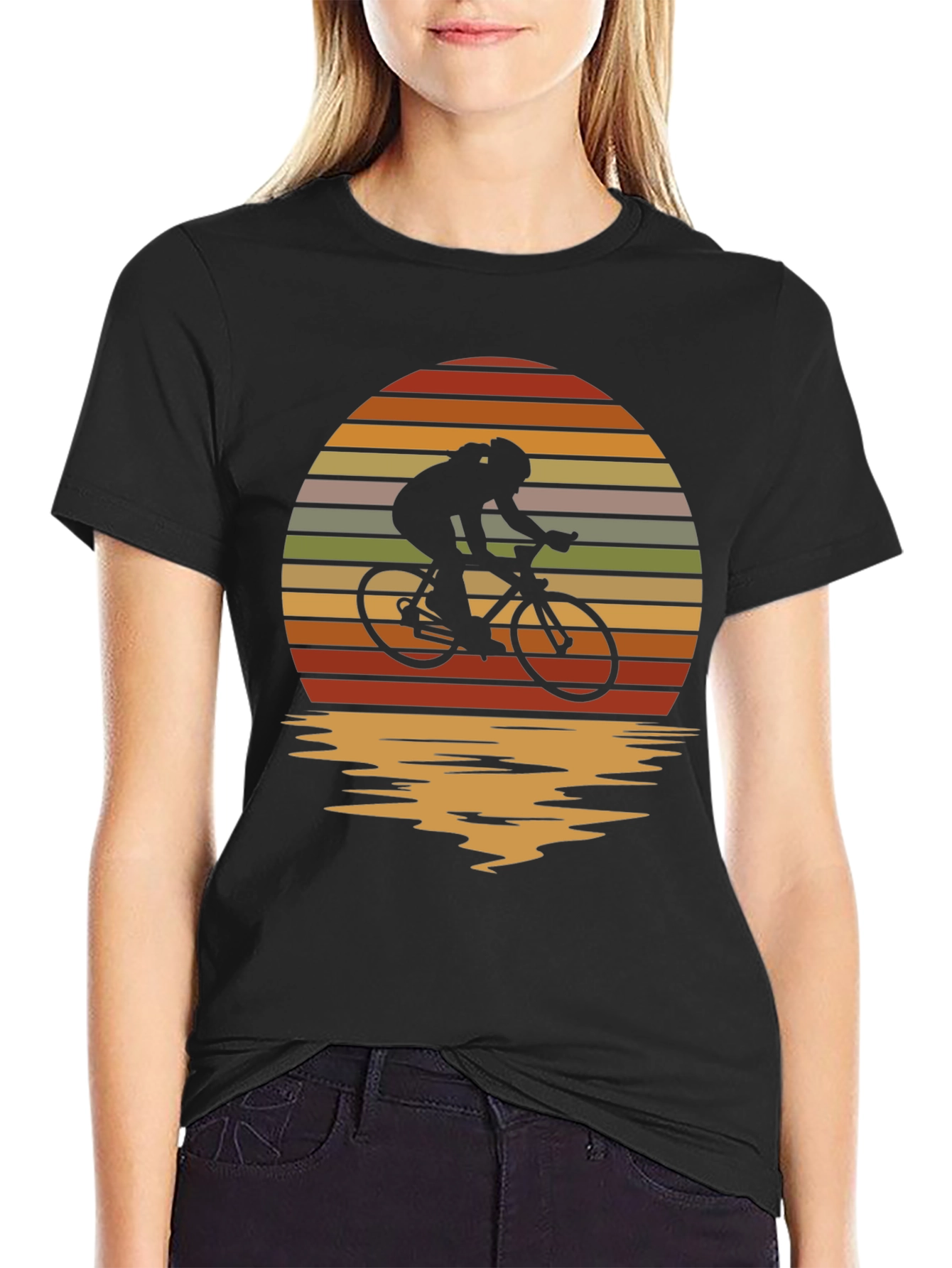 Retro Cyclist Sunset Graphic T-Shirt