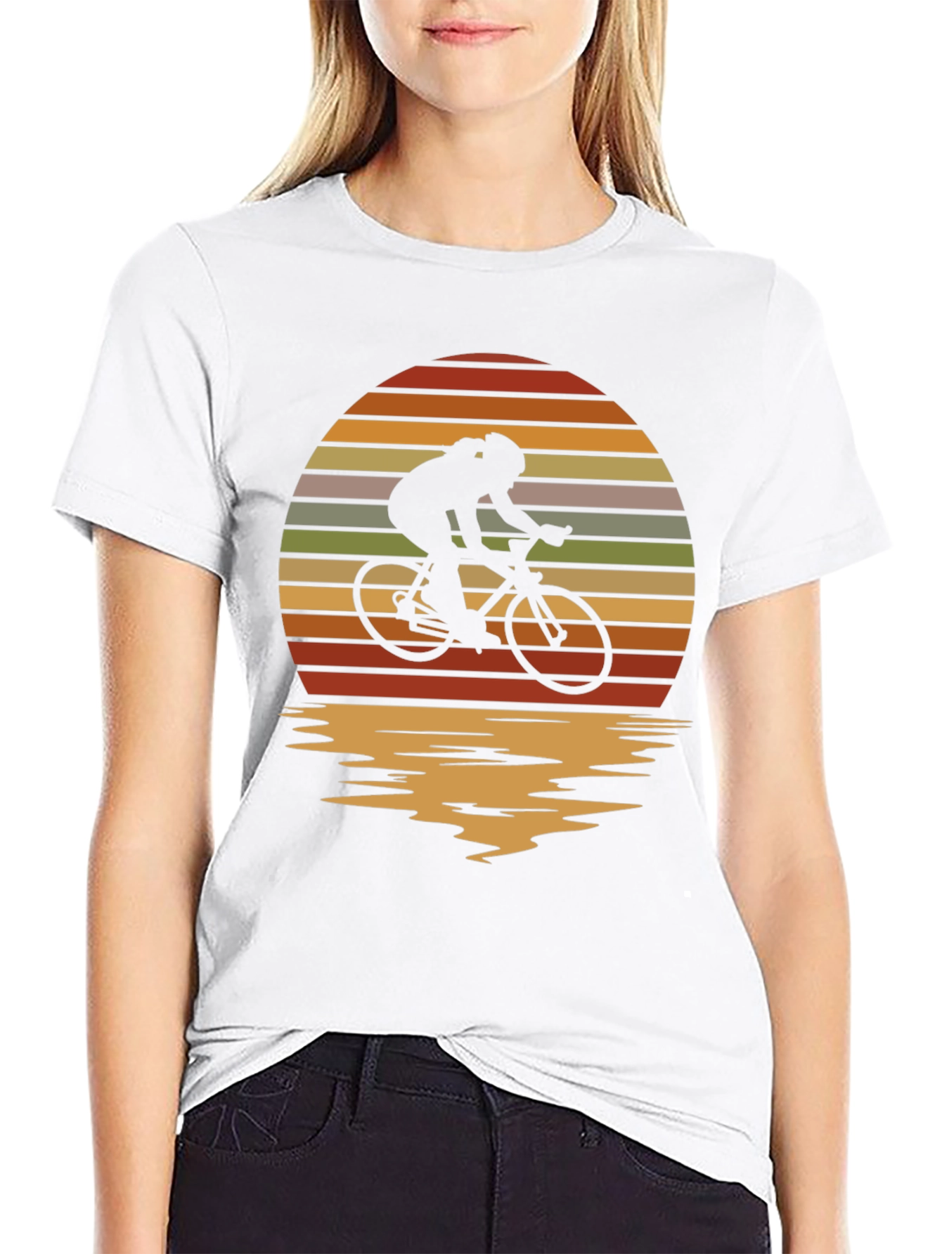 Retro Cyclist Sunset Graphic T-Shirt