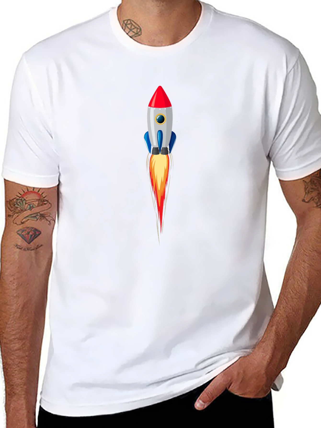 Rocket Launch Graphic Tee - Stylish Black T-Shirt