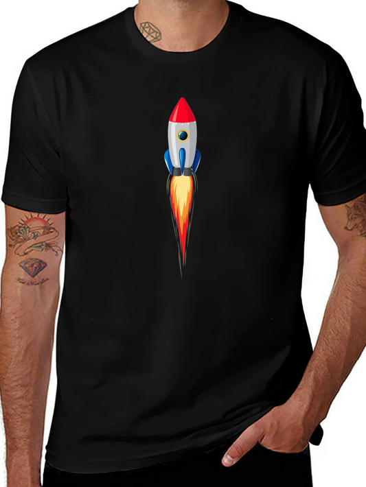 Rocket Launch Graphic Tee - Stylish Black T-Shirt