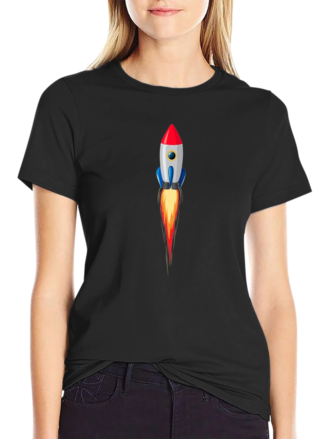 Rocket Launch Graphic Tee - Stylish Black T-Shirt