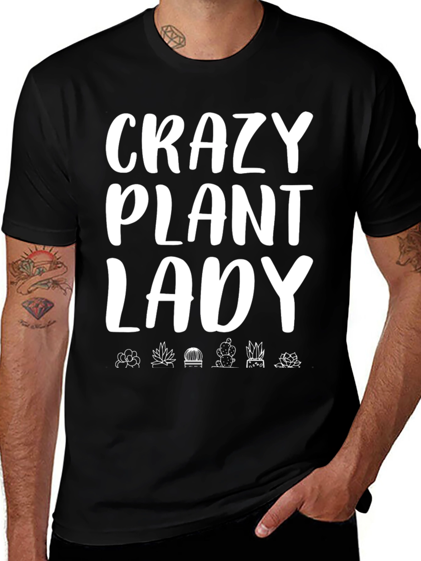 Crazy Plant Lady Graphic Tee - Black Cotton T-Shirt