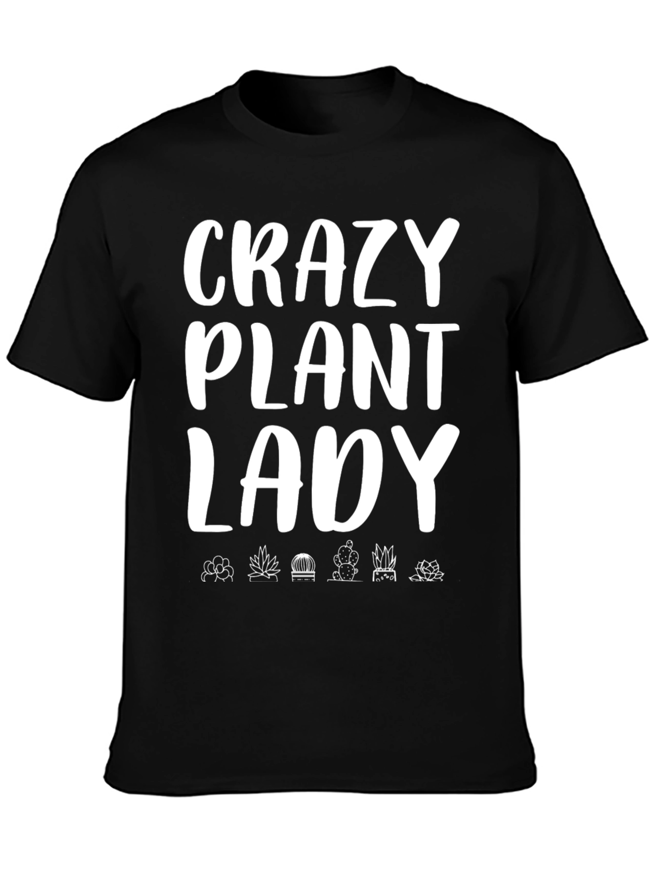 Crazy Plant Lady Graphic Tee - Black Cotton T-Shirt