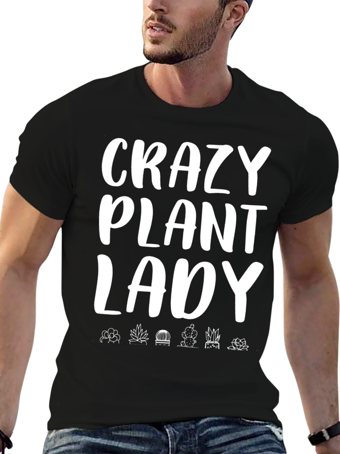 Crazy Plant Lady Graphic Tee - Black Cotton T-Shirt