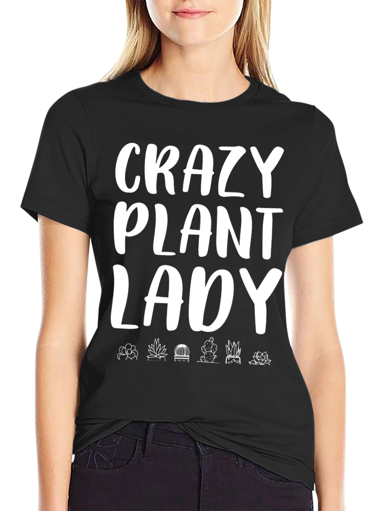 Crazy Plant Lady Graphic Tee - Black Cotton T-Shirt