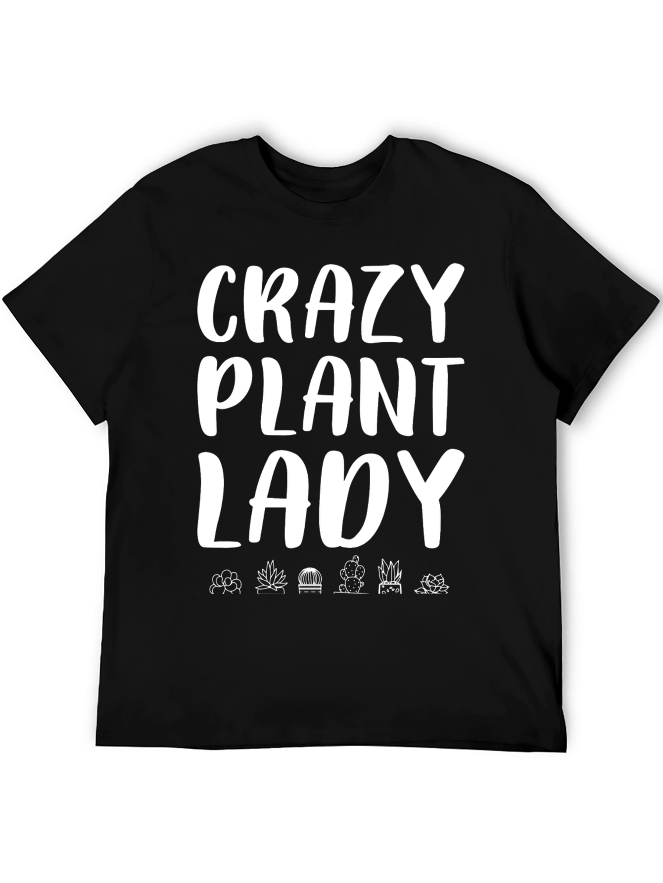 Crazy Plant Lady Graphic Tee - Black Cotton T-Shirt