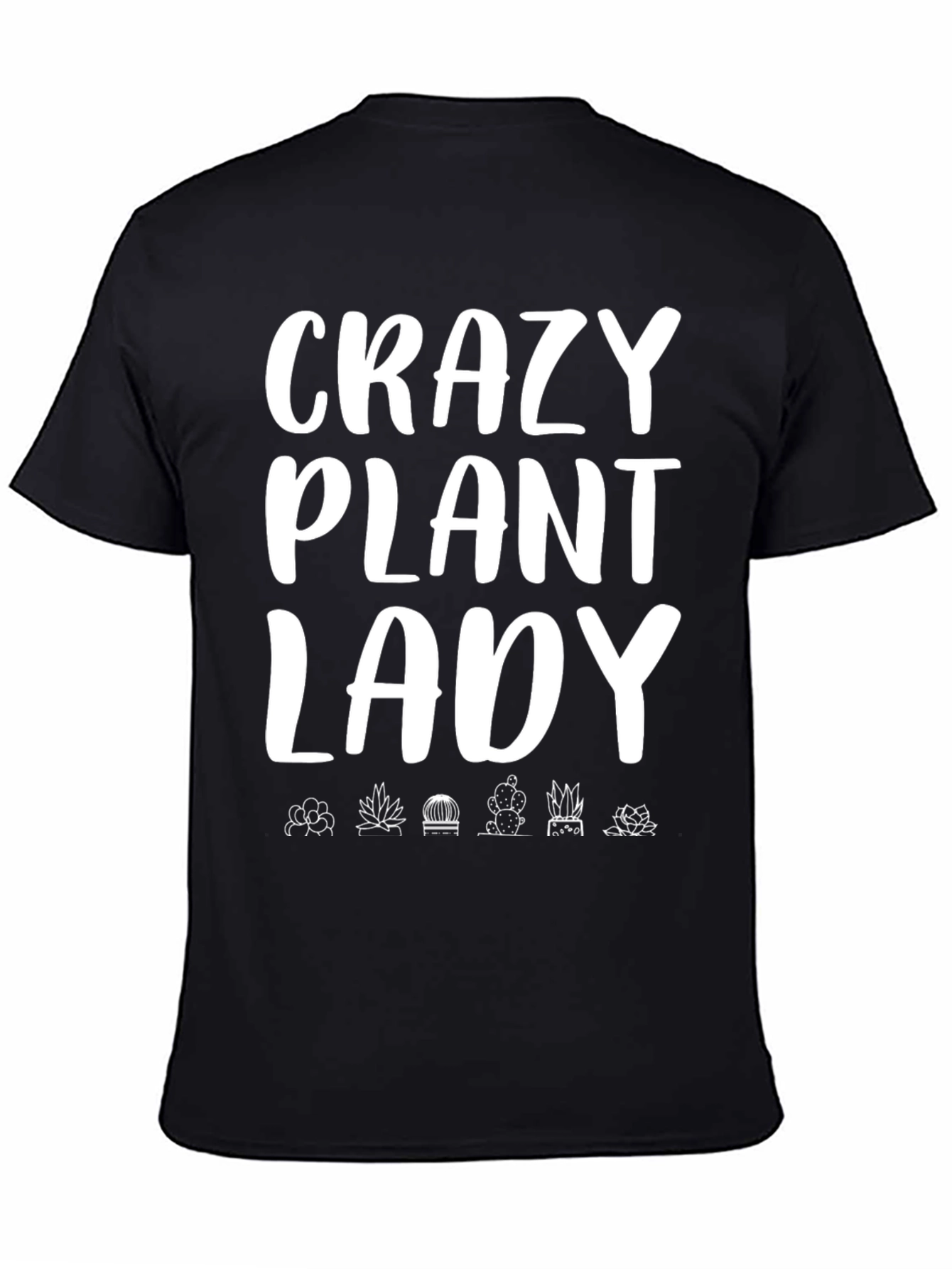 Crazy Plant Lady Graphic Tee - Black Cotton T-Shirt