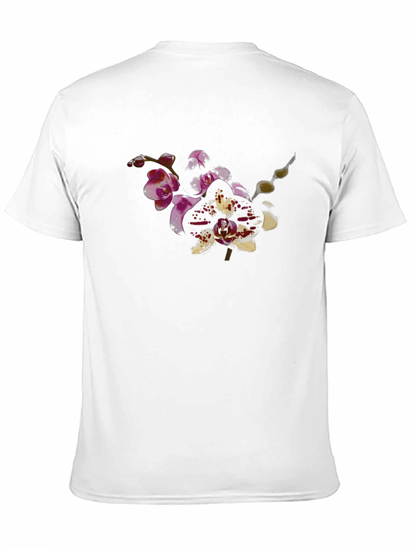 Orchid Print Black T-Shirt