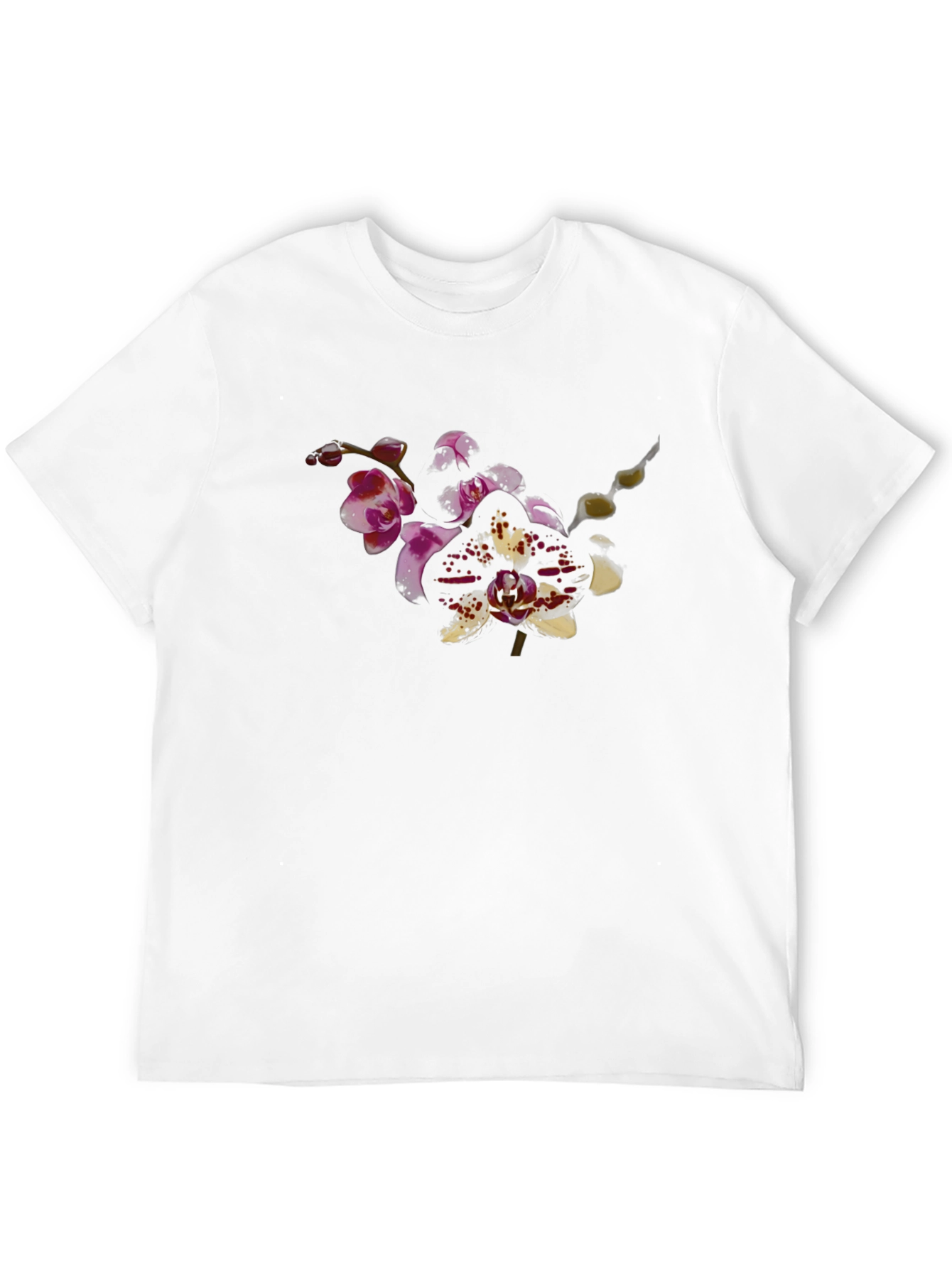 Orchid Print Black T-Shirt