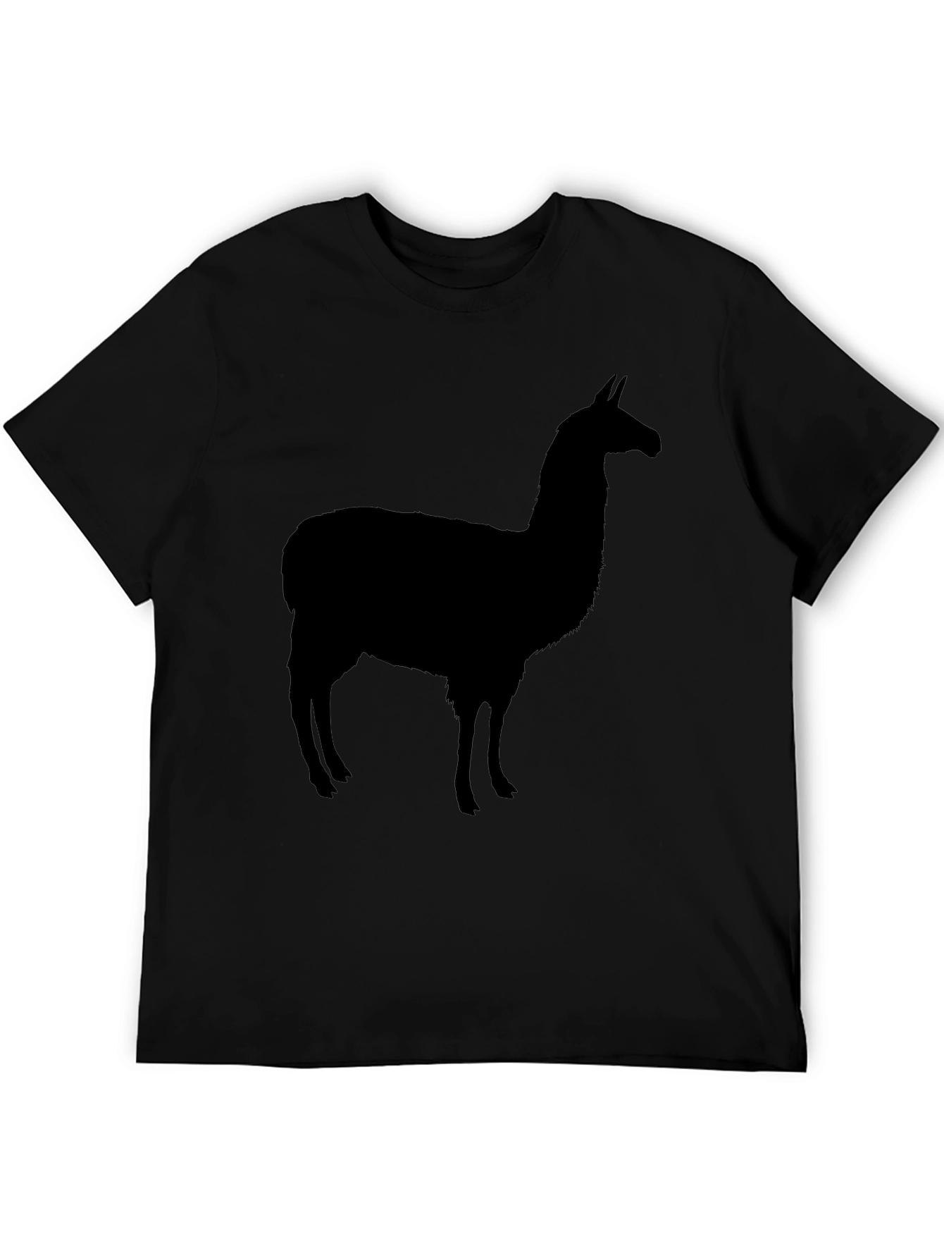 Mens Black Llama Silhouette Graphic T-Shirt