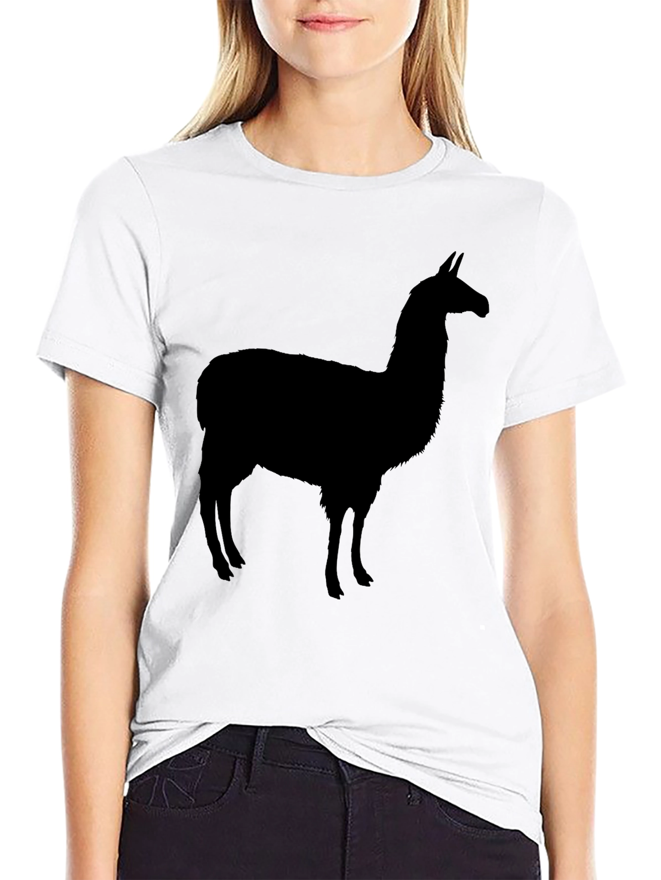 Mens Black Llama Silhouette Graphic T-Shirt