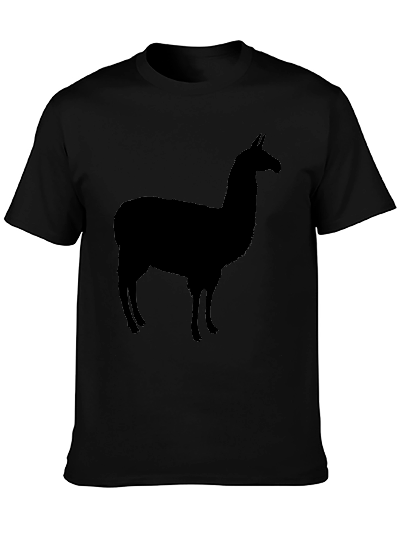 Mens Black Llama Silhouette Graphic T-Shirt