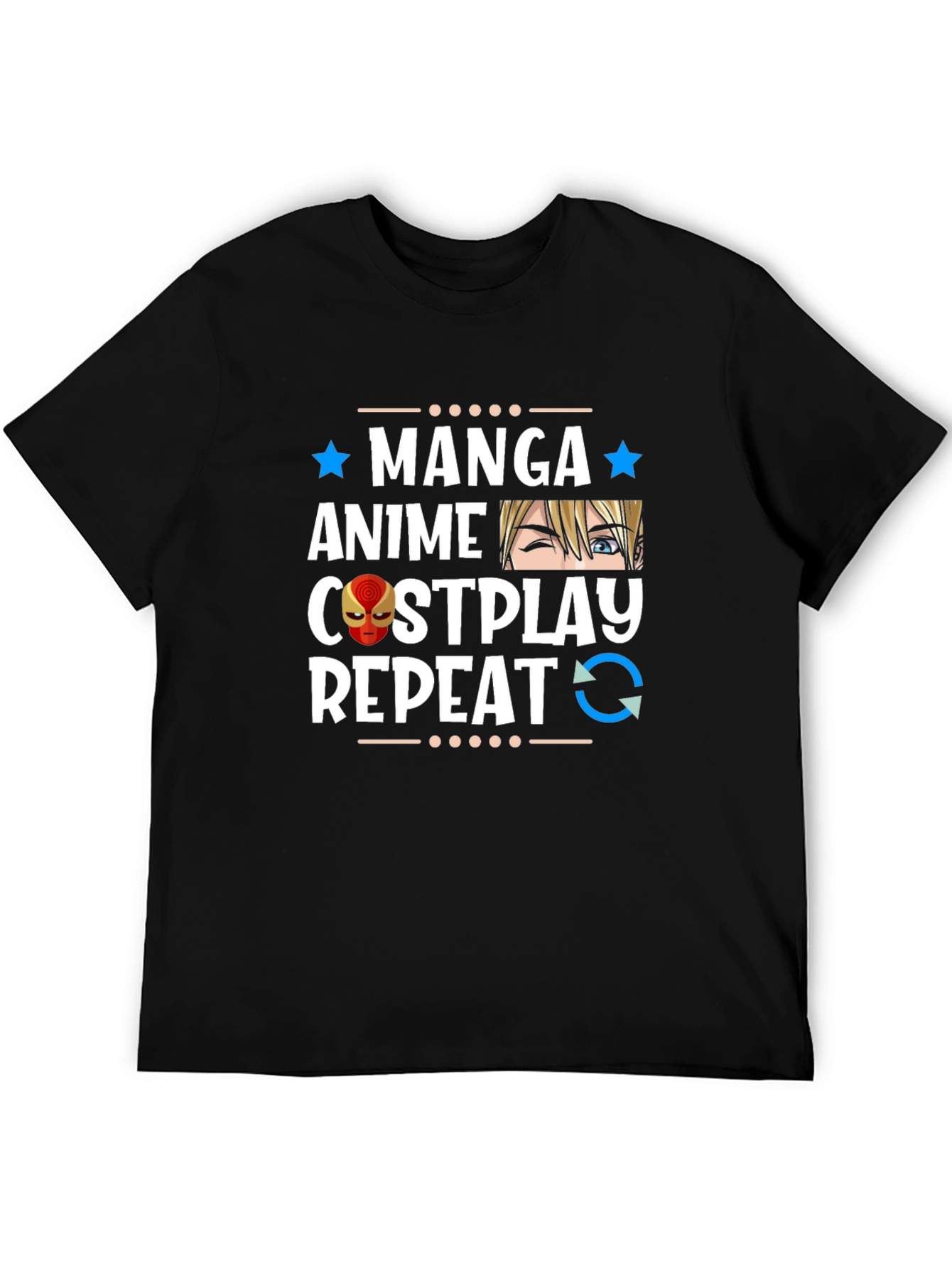 Manga Anime Cosplay Repeat Black Graphic Tee