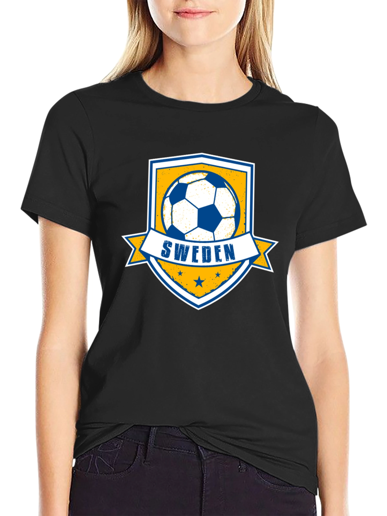 Sweden Soccer T-Shirt - Black Tee