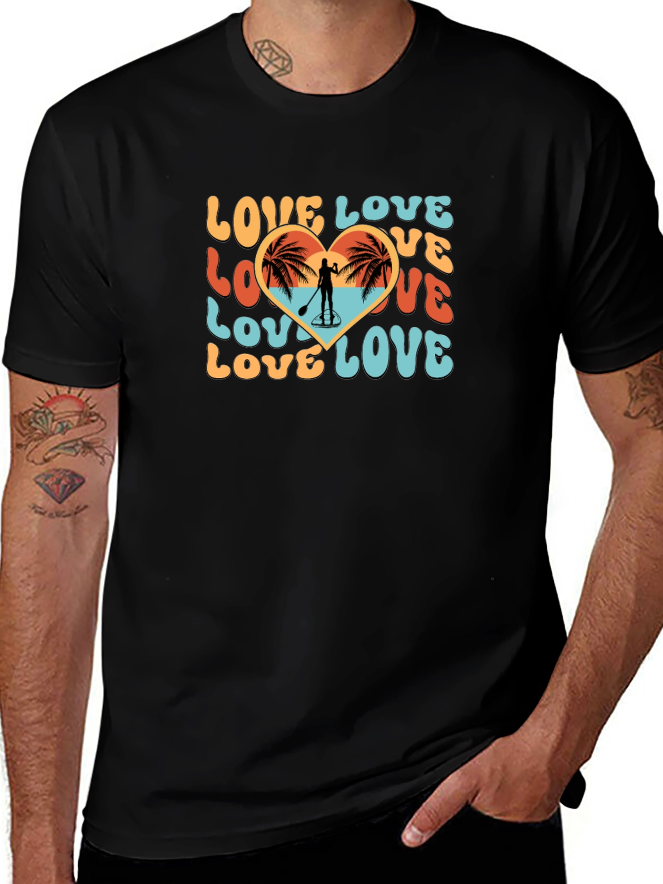 Love Paddleboard T-Shirt Beach Heart Tee