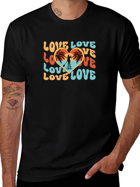 Love Paddleboard T-Shirt Beach Heart Tee