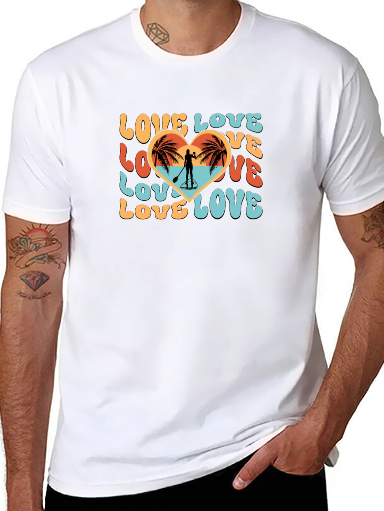 Love Paddleboard T-Shirt Beach Heart Tee