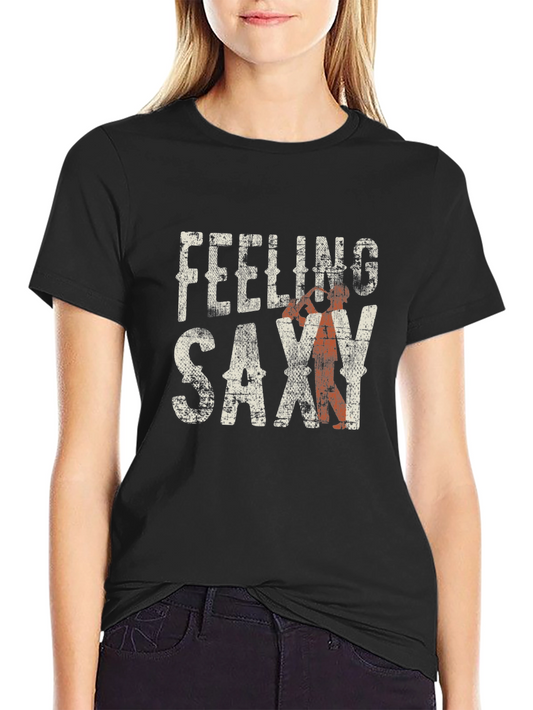 Feeling Saxy Graphic Tee - Vintage Music Lovers Shirt