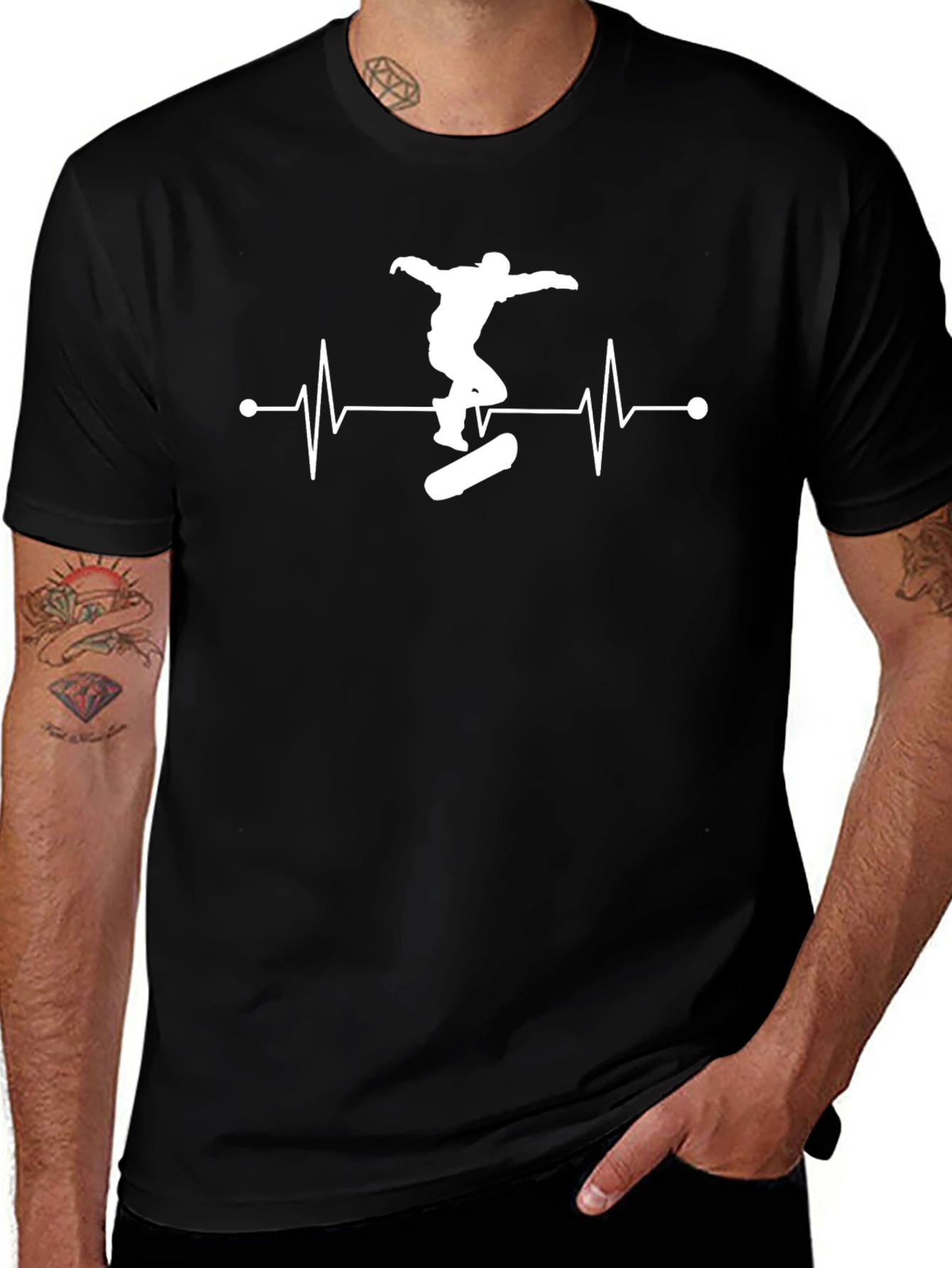 Skateboard Heartbeat Graphic T-Shirt